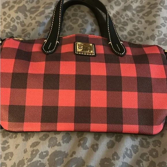 Dooney & Bourke Red and Black Plaid Satchel - Picture 1 of 1
